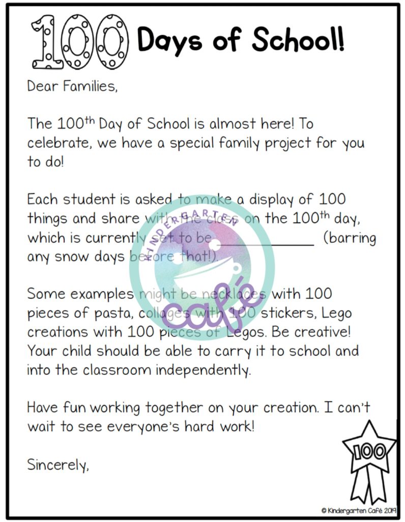 100th Day Of School Activities Kindergarten Cafe